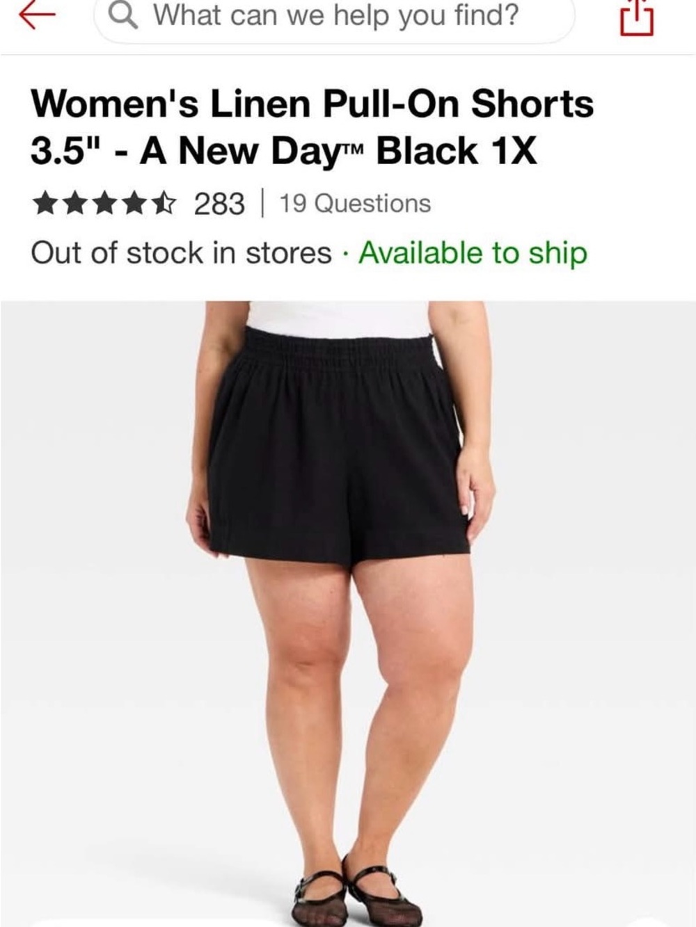a new day Black High-Waist Linen Pull-On Shorts